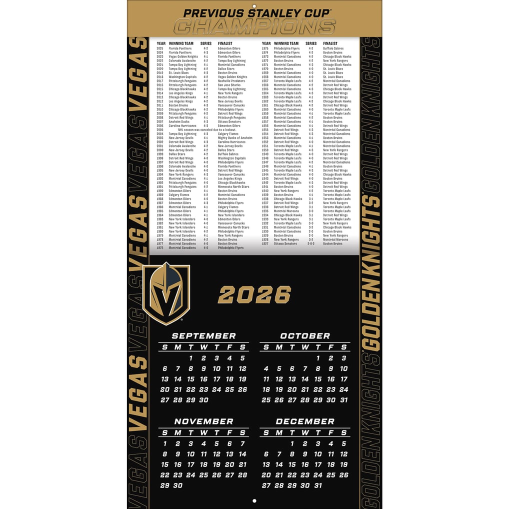 Vegas Golden Knights 2027 12” x 12” Team Wall Calendar