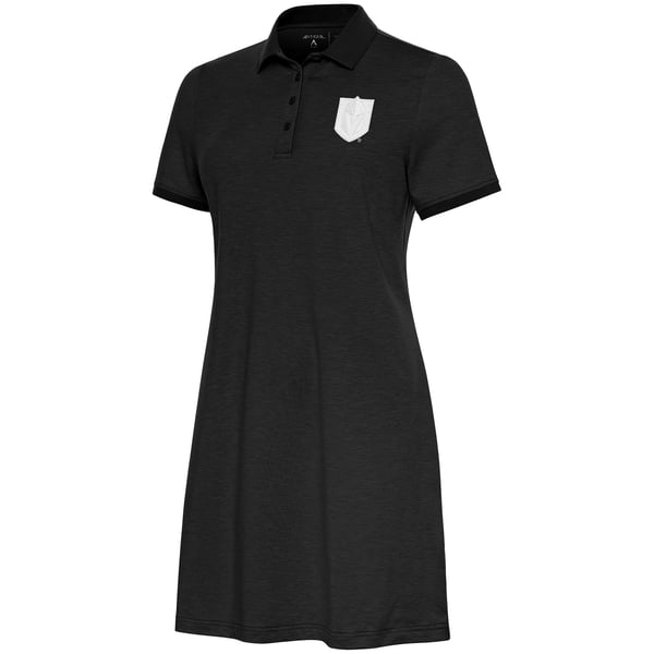 golden knights dress Women's Antigua Black Vegas White Logo Play Through Polo Dress, Size: XS golden knight fantasy art
