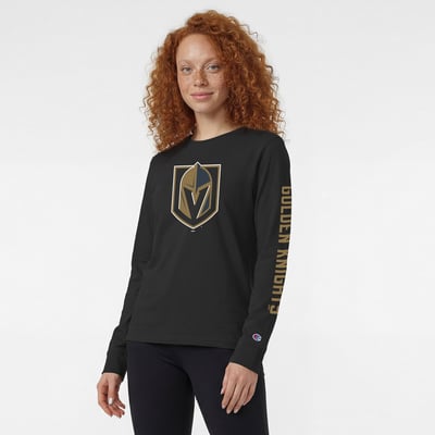  Vegas Golden Knights Champion Women's Team Logo Long Sleeve T-Shirt - Black