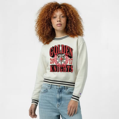  Vegas Golden Knights Champion Women's Bold Laurels Reverse Weave Yarn Sweatshirt - Cream