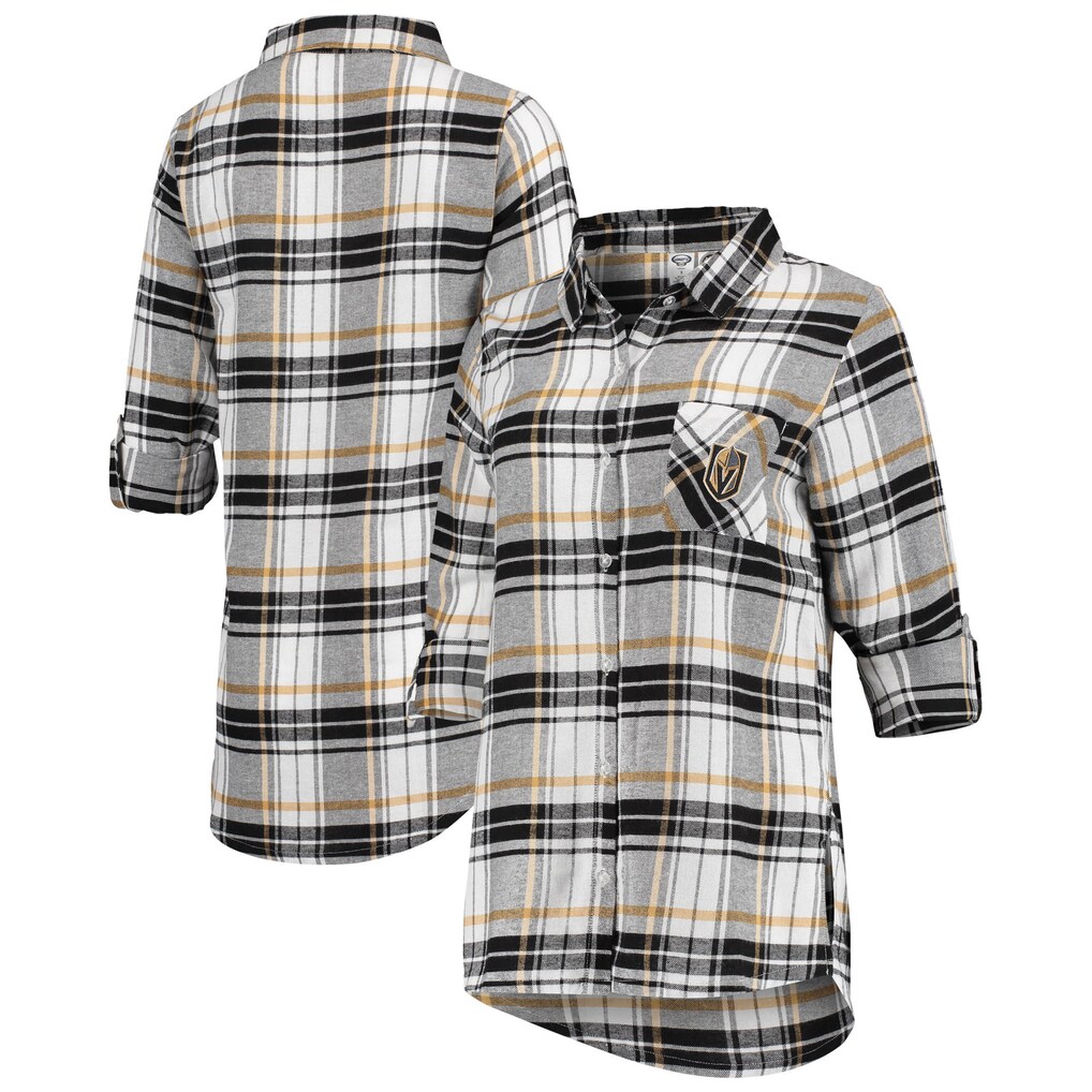 Women's Vegas Golden Knights Concepts Sport Black/Gold Accolade Flannel  Long Sleeve Button-Up Shirt