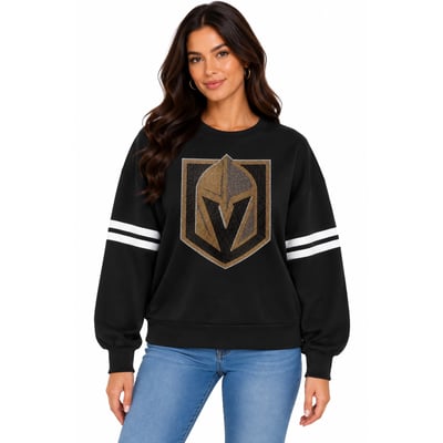 Vegas Golden Knights FABGATING by Cuce Women's Ultra-Soft Crystal Fleece Sweatshirt - Black/White