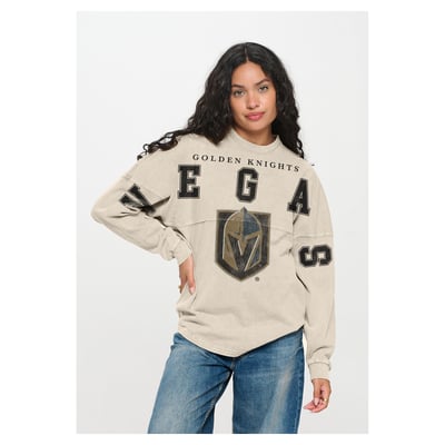  Vegas Golden Knights Fanatics Women's Oversized Front Print Spirit Jersey Long Sleeve T-Shirt - Cream