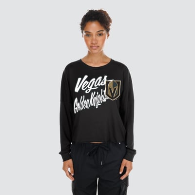  Vegas Golden Knights New Era Women's Oversized Boxy Long Sleeve T-Shirt - Black