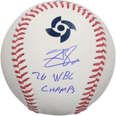 Jackson Chourio Venezuela Baseball Autographed Fanatics Authentic 2026 World Baseball Classic Champions Baseball with "26 WBC Champs" Inscription