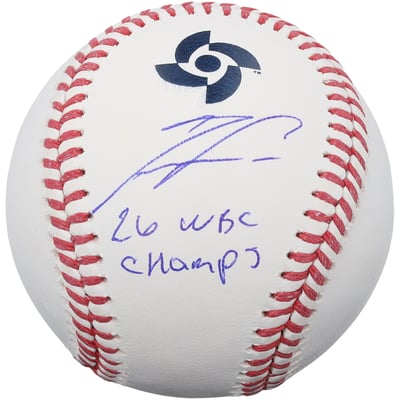 Ronald Acuña Jr. Venezuela Baseball Autographed Fanatics Authentic 2026 World Baseball Classic Champions Baseball with "26 WBC Champs" Inscription