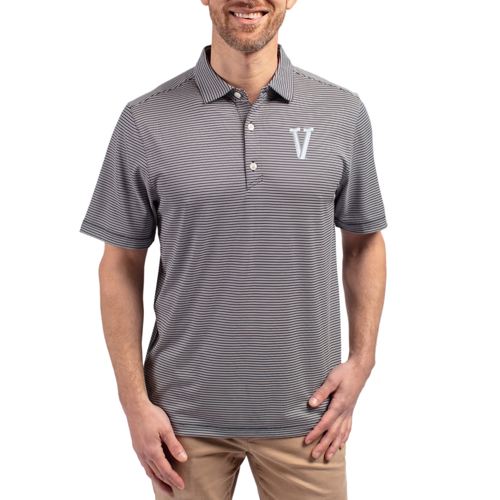 Villanova Wildcats Cutter & Buck Forge Eco Double Stripe Stretch Recycled Polo - Navy