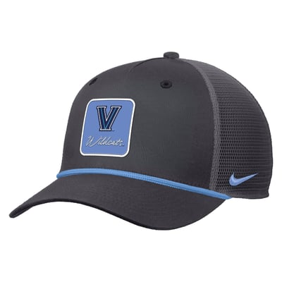  Villanova Wildcats Nike Primetime Logo Script Rise Rope Trucker Adjustable Hat - Anthracite