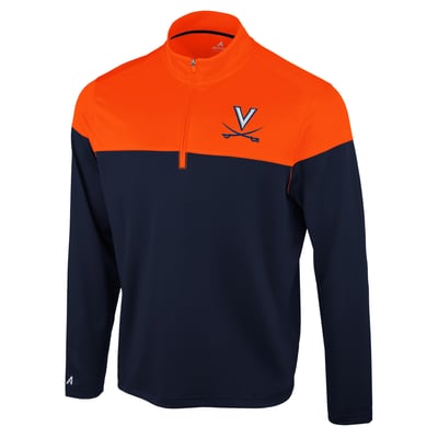  Virginia Cavaliers Antigua Hinder Colorblock Quarter-Zip Pullover - Navy
