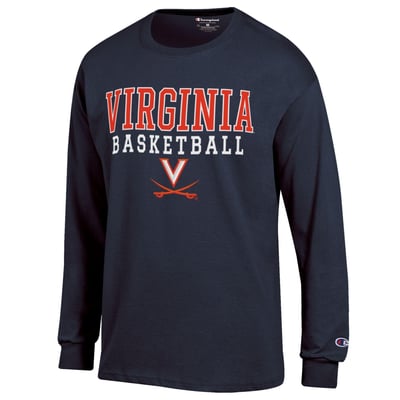 Virginia Cavaliers Champion Basketball Stack Long Sleeve T-Shirt - Navy