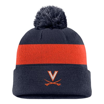 Virginia Cavaliers Nike Primetime Logo Stripe Knit Hat with Pom - Navy