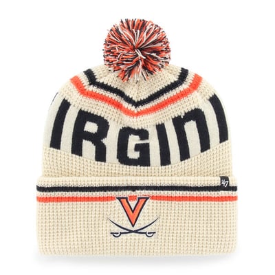  Virginia Cavaliers '47 Unisex Quattrle Waffle Cuffed Knit Hat with Pom - Cream