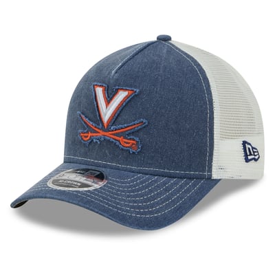 Virginia Cavaliers New Era Unisex Faded A-Frame 9FORTY Adjustable Trucker Hat - Navy