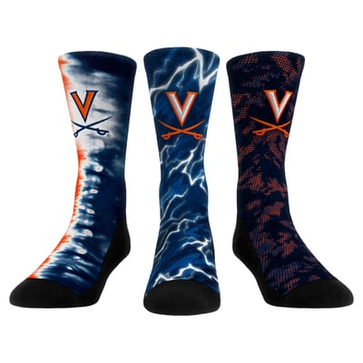 Virginia Cavaliers Rock Em Unisex Team Tones Three-Pack Crew Socks