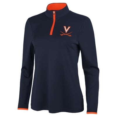Virginia Cavaliers Antigua Women's Brink Quarter-Zip Pullover - Navy/Orange