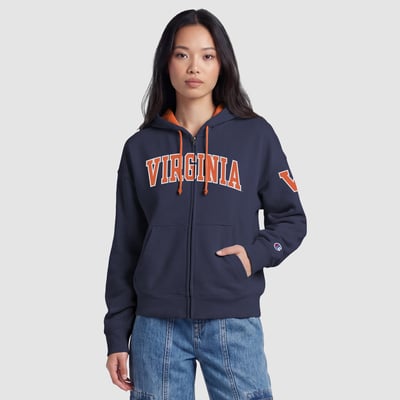 Virginia Cavaliers Champion Women's Arch Full-Zip Fleece Hoodie - Navy