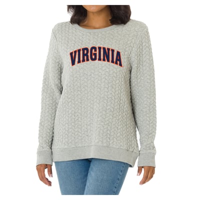 Virginia Cavaliers Flying Colors Apparel Women's Kinsley Quilted Sweater - Heather Gray
