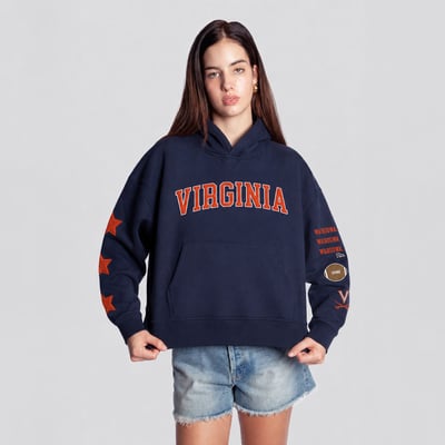  Virginia Cavaliers Hype and Vice Women's Cropped Spirit Hoodie - Navy
