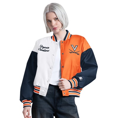 Virginia Cavaliers Starter Women's Game On Full Snap Varsity Jacket - Navy/Orange