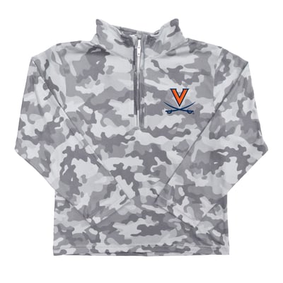  Virginia Cavaliers Vive La Fete Youth Camo Quarter-Zip Sweatshirt - Gray