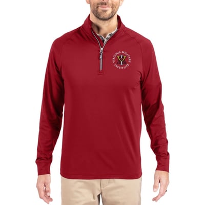  Virginia Military Institute Keydets Cutter & Buck Soft Knit Stretch Raglan Quarter-Zip Pullover - Red
