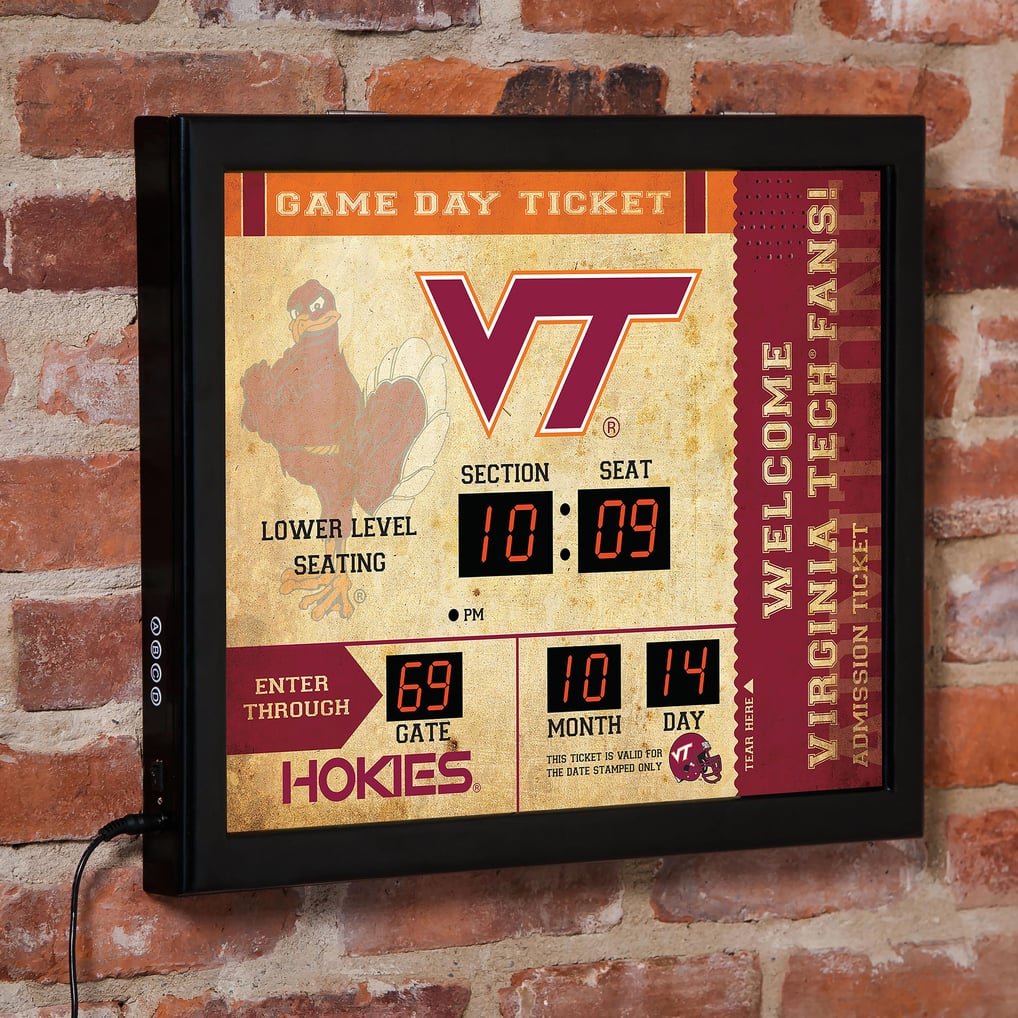  Virginia Tech Hokies 15" x 19" Bluetooth Scoreboard Wall Clock