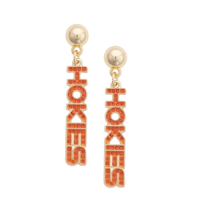 Virginia Tech Hokies CANVAS Style Gold-Plated Pavé Outline Earrings