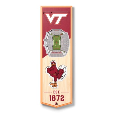 Virginia Tech Hokies Fanpoint 6'' x 19'' 3D StadiumView Banner