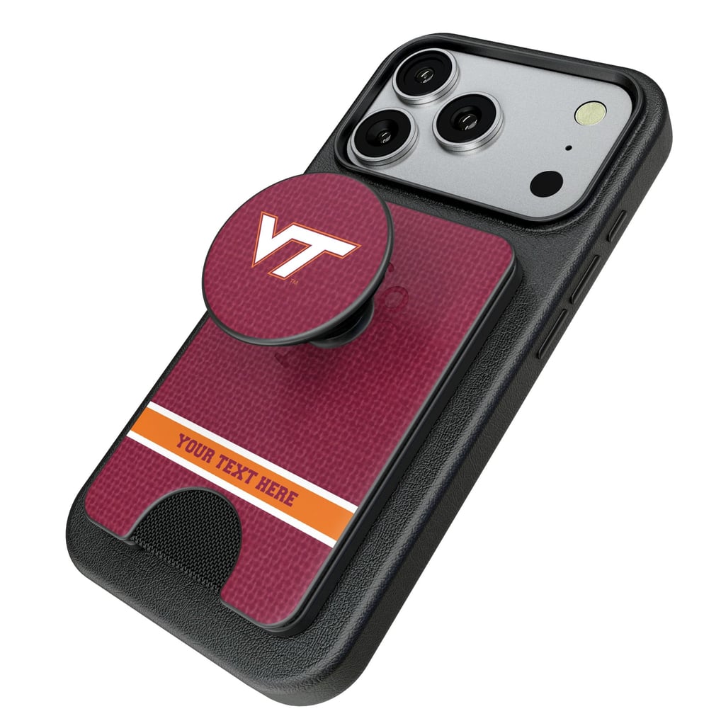Virginia Tech Hokies Keyscaper Personalized Endzone Solid PopSockets Magnetic Wallet