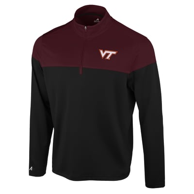  Virginia Tech Hokies Antigua Hinder Colorblock Quarter-Zip Pullover - Black