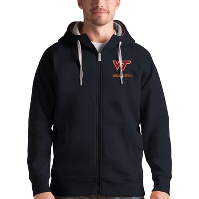 Virginia Tech Hokies Antigua Victory Full-Zip Hoodie - Charcoal