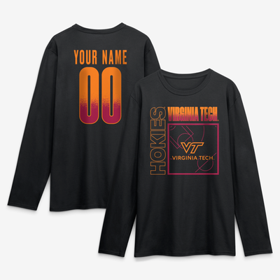 Virginia Tech Hokies  Home Court Pop Personalized Any Name & Number Long Sleeve T-Shirt - Black