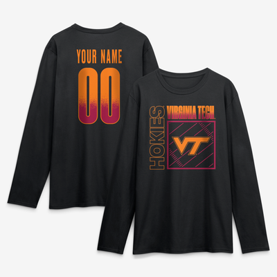 Virginia Tech Hokies  Home Field Pop Personalized Any Name & Number Long Sleeve T-Shirt - Black