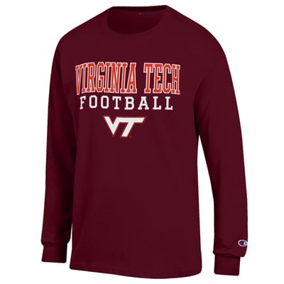 Virginia Tech Hokies Champion Football Stack Long Sleeve T-Shirt - Maroon