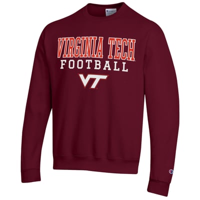Virginia Tech Hokies Champion Football Stack Sweatshirt - Maroon