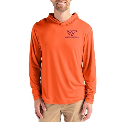  Virginia Tech Hokies Cutter & Buck Coastline Recycled Double Peached Hoodie - Orange