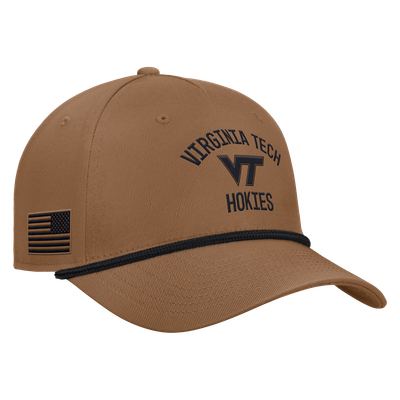 Virginia Tech Hokies Nike 2026 Military Appreciation Rope Rise 5-Panel Adjustable Hat - Brown