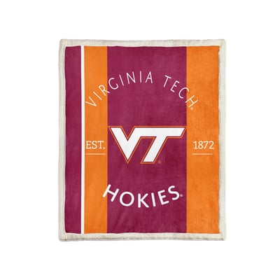Virginia Tech Hokies Pegasus Block Stripe 60" x 80" Ultra Cozy Sherpa Blanket