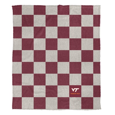 Virginia Tech Hokies Pegasus Checkered Logo Patch 60" x 80" Cozy Knit Blanket