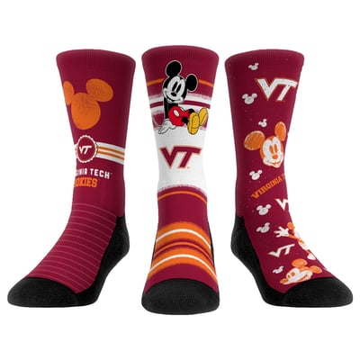  Virginia Tech Hokies Rock Em Unisex Disney Three-Pack Crew Socks - 