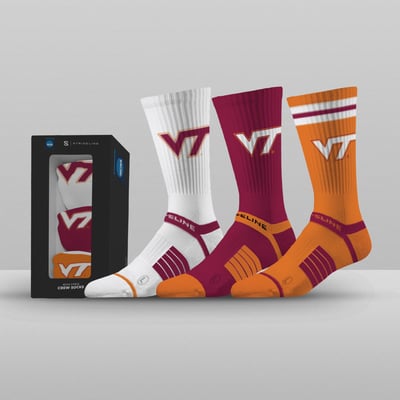 Virginia Tech Hokies Strideline Unisex Premium 3-Pack Knit Crew Socks Set