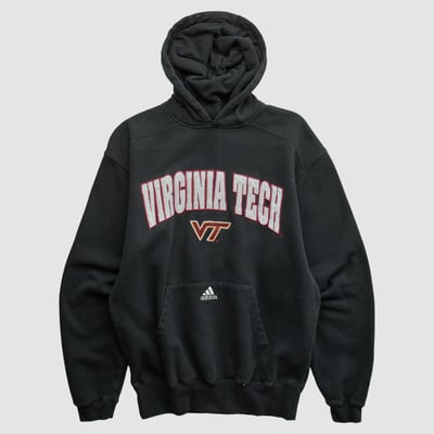 Virginia Tech Hokies Adidas 2000s Hooded Pullover Sweatshirt - Black - XS by Fanatics Real Vintage