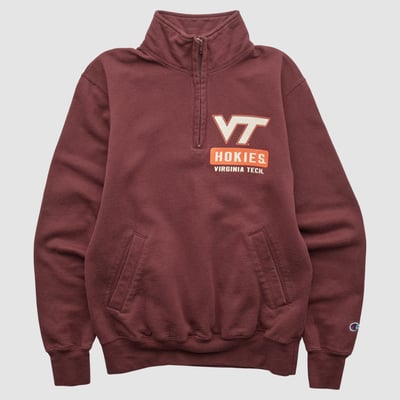 Virginia Tech Hokies Champion 2000s 1/4 Zip Sweatshirt - Maroon - S by Fanatics Real Vintage