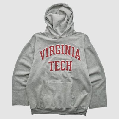 Virginia Tech Hokies Champion 2000s Hooded Pullover Sweatshirt - Heather Gray - S by Fanatics Real Vintage