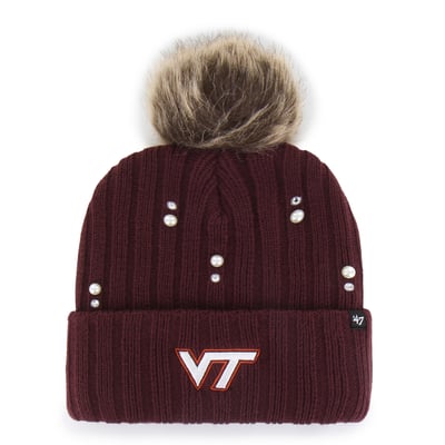 Virginia Tech Hokies '47 Women's Pearl Fur Knit Hat with Pom - Maroon
