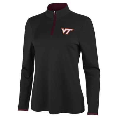 Virginia Tech Hokies Antigua Women's Brink Quarter-Zip Pullover - Black/Maroon