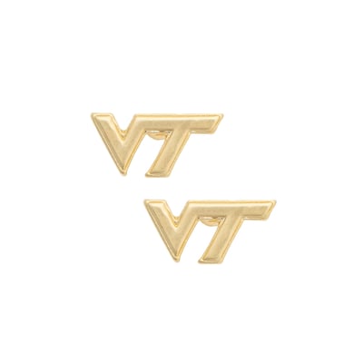 Virginia Tech Hokies CANVAS Style Women's 24K Gold Plated Logo Stud Earrings - Gold