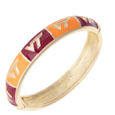 Virginia Tech Hokies CANVAS Style Women's Enamel Checkered Hinge Bangle