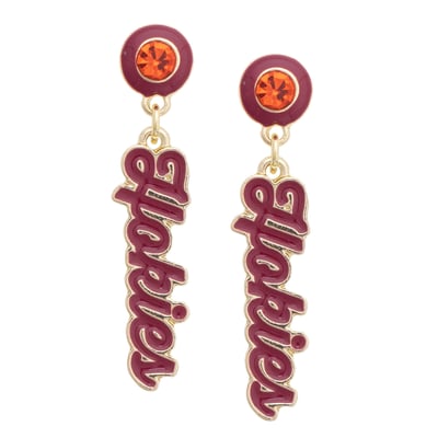 Virginia Tech Hokies CANVAS Style Women's Rhinestone Drop Autograph Enamel Earrings