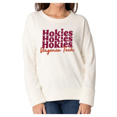 Virginia Tech Hokies Flying Colors Apparel Women's Marly Side Split Sweatshirt - Cream
